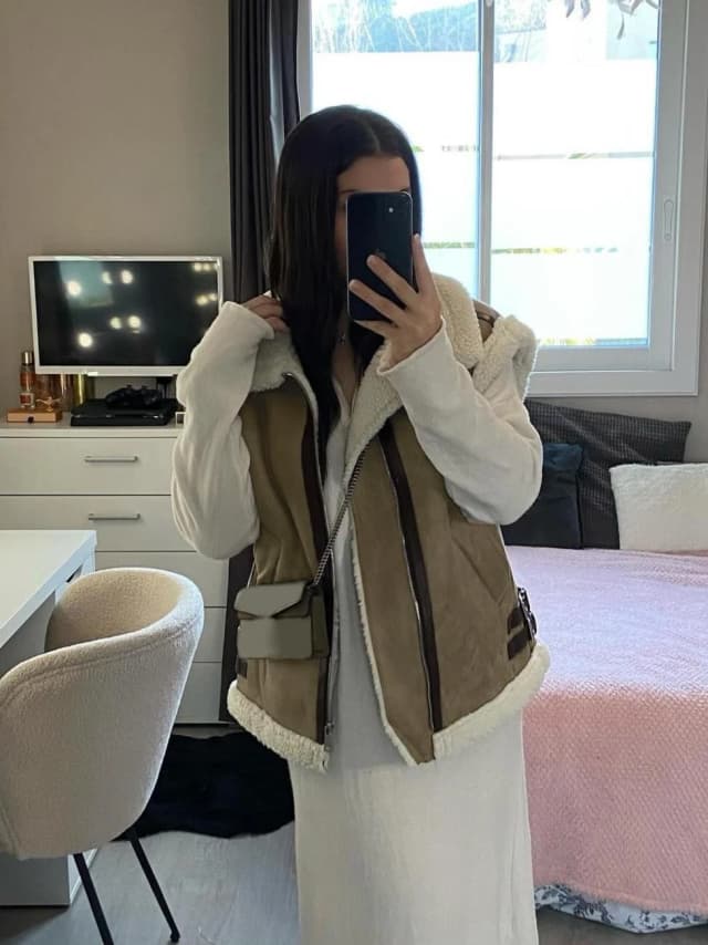 Chaqueta de chaleco marrón