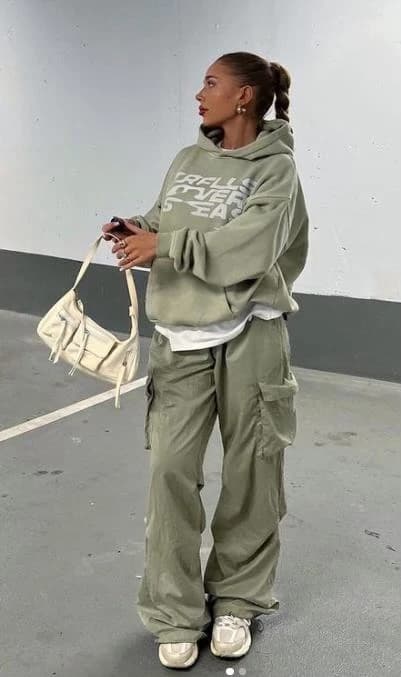 Product Sudadera con capucha verde oversize