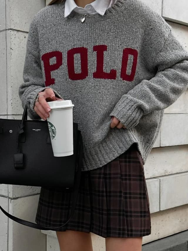 Jersey de cuello redondo de algodón Polo