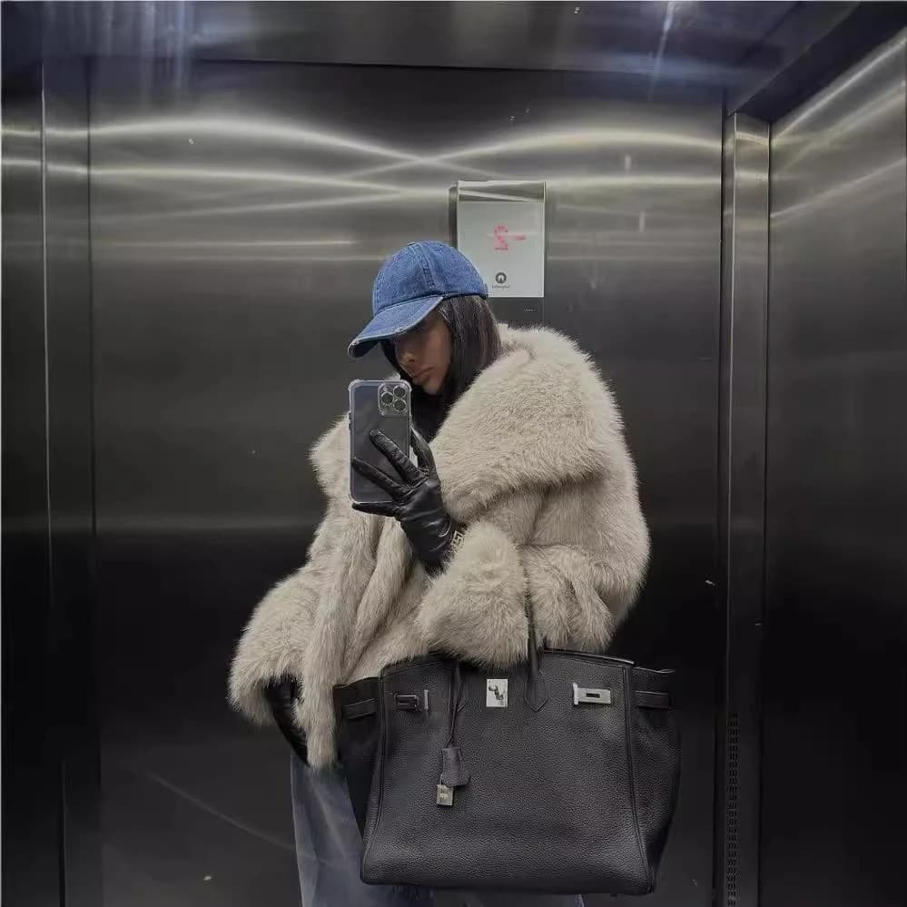 Product Abrigo de pelo gris