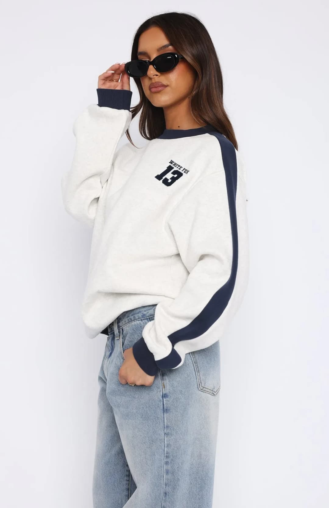 Product Oversized Sweater Marle White Fox